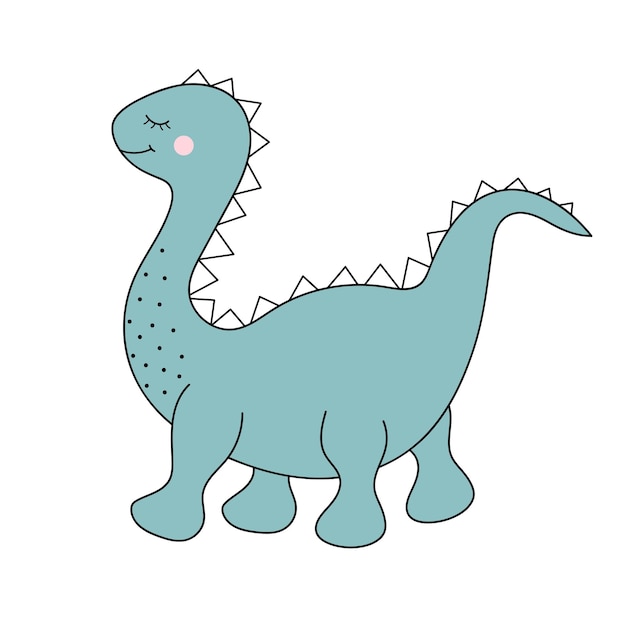 Cute baby dinosaur Prehistoric character in doodle style