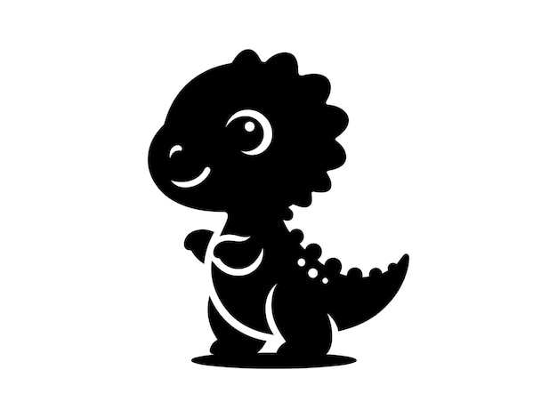 Vector cute baby dinosaur silhouette dinosaur cartoon silhouette for kids