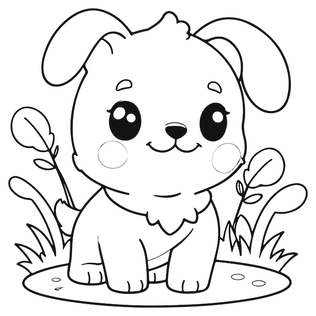 Vector cute baby dog coloring pages for kids