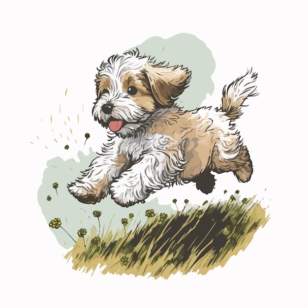 Cute baby dog playing illustration Cartoon