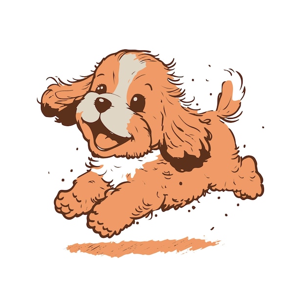 Cute baby dog playing illustration Cartoon