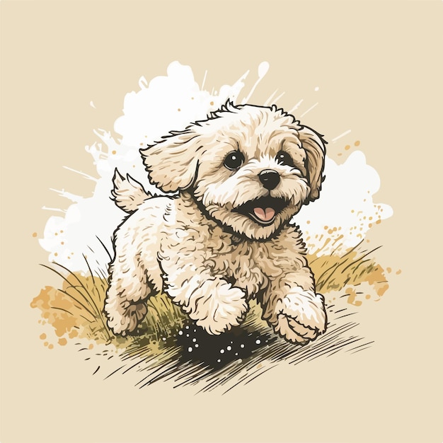 Cute baby dog playing illustration Cartoon