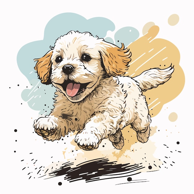 Cute baby dog playing illustration Cartoon