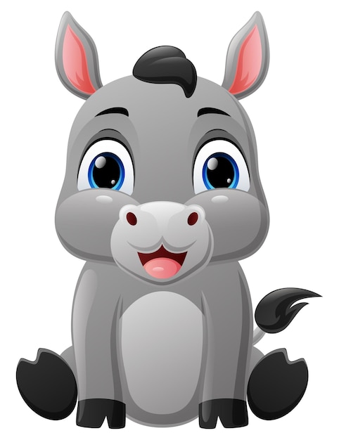 Cute baby donkey cartoon sitting