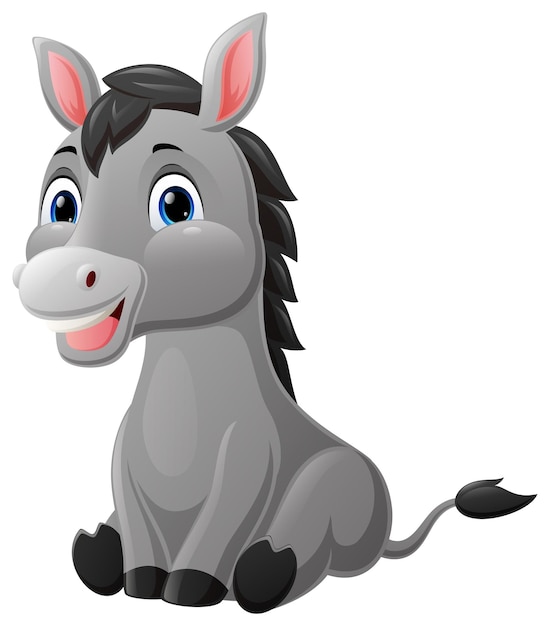 Cute baby donkey cartoon sitting