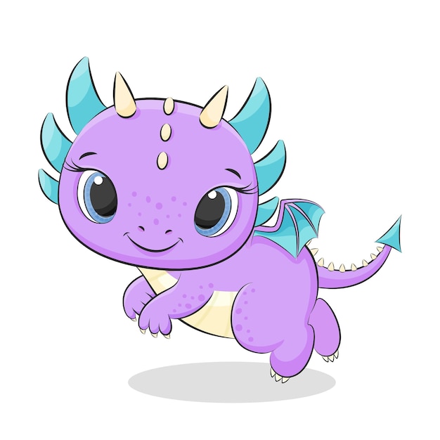 Cute baby dragon or dinosaur Symbol of 2024 Colorfull cartoon vector illustration