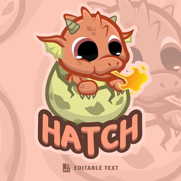 Cute Baby Dragon Egg Logo Character