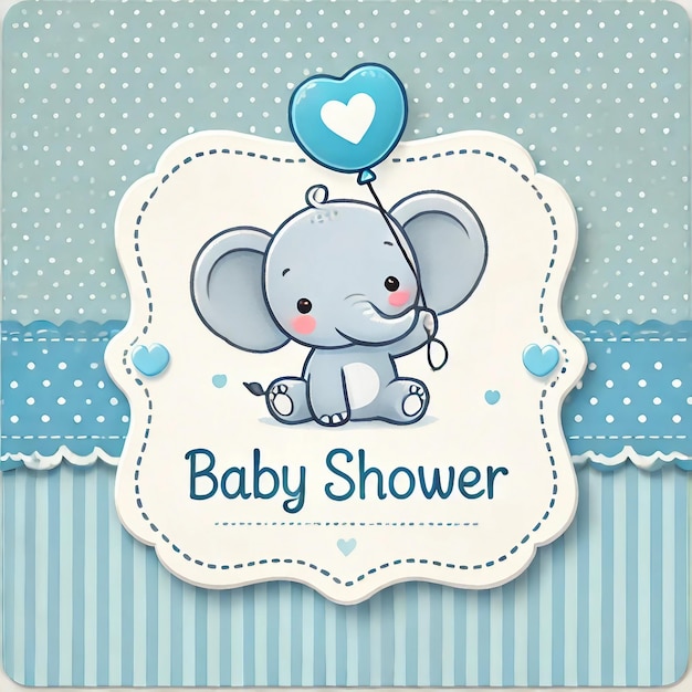 Cute baby elephant baby shower card