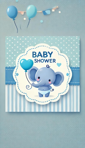 Cute baby elephant baby shower card