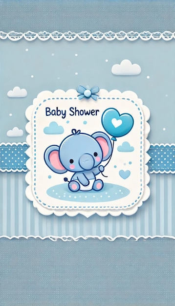 Cute baby elephant baby shower card