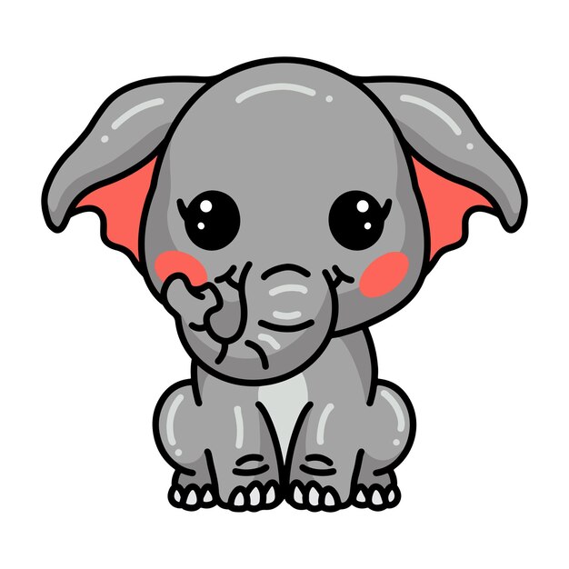 Cute baby elephant cartoon sitting