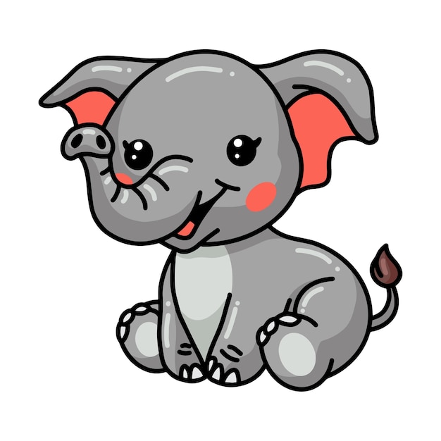 Cute baby elephant cartoon sitting