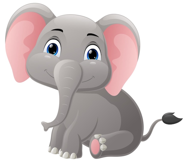 Cute baby elephant cartoon sitting