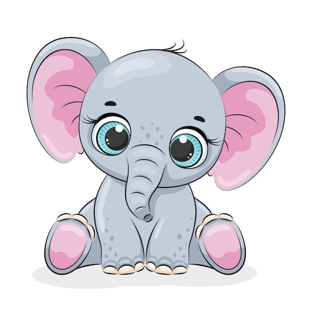 Cute baby elephant Cartoon vector illustration