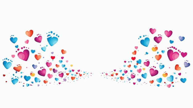 Cute Baby Feet Footprint Hearts Vector Cartoon Illustration