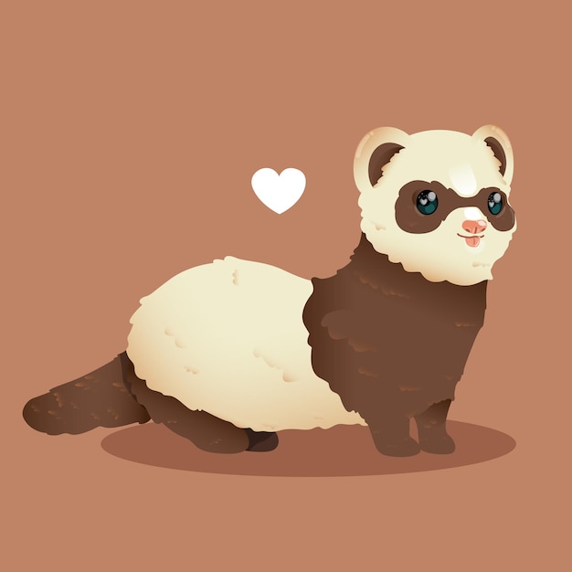 cute baby ferret vector illustration