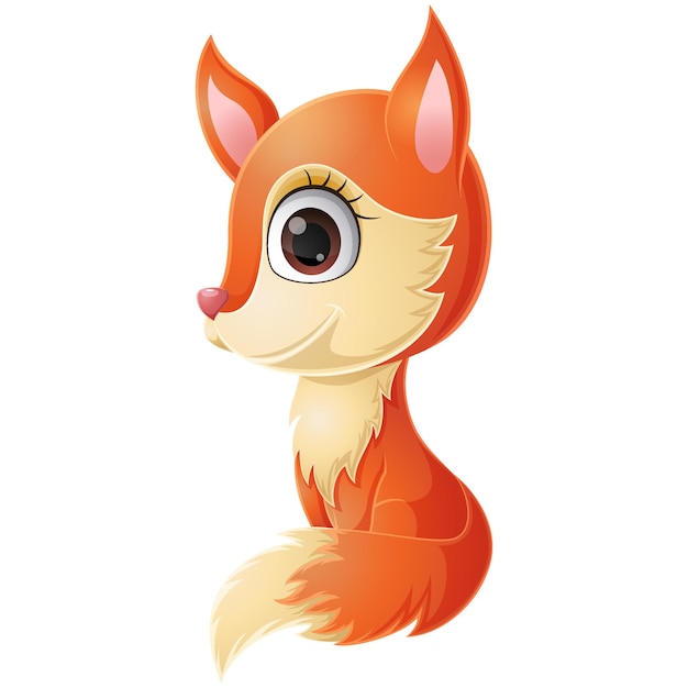 Cute baby fox cartoon sitting