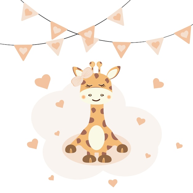 Cute baby giraffe Birthday invitation