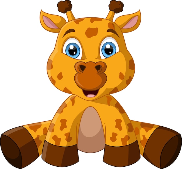 Cute baby giraffe cartoon sitting