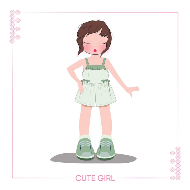 Cute Baby Girl Vector Illustrations