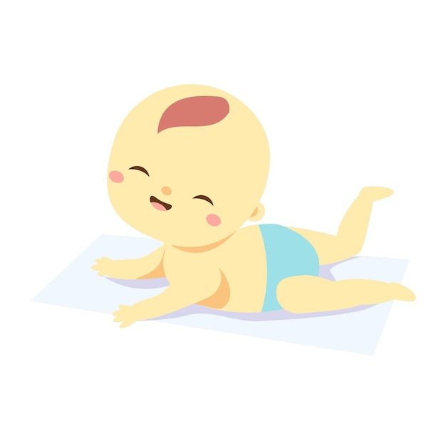 Vector cute baby happy toddler smiling newborn child little kid resting