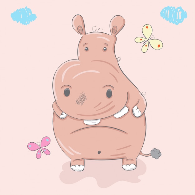 Cute baby hippo  t-shirt print