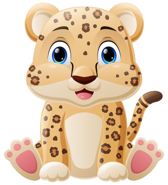 Cute baby leopard cartoon sitting