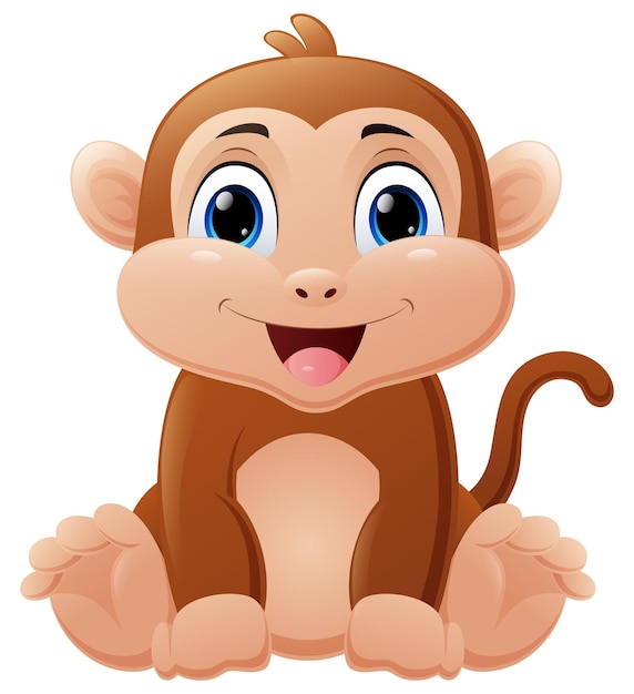 Cute baby monkey cartoon sitting