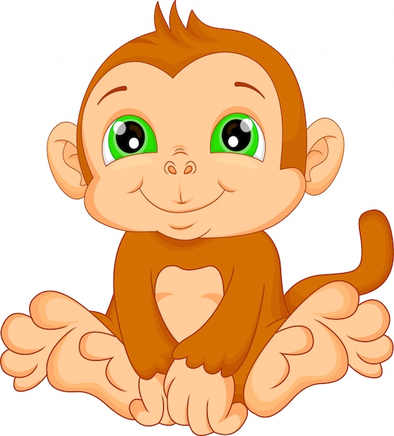 Vector cute baby monkey cartoon 