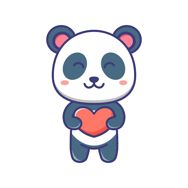 Cute baby panda love cartoon illustration