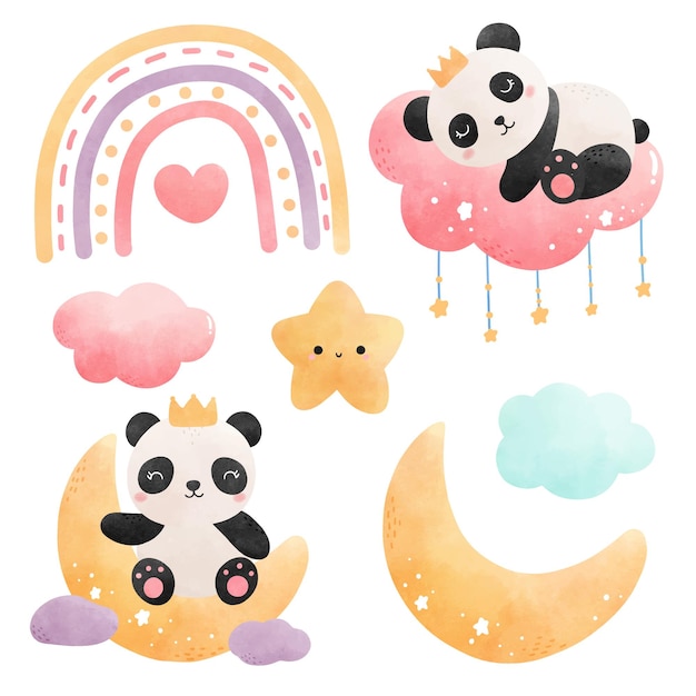 Cute baby panda vector illustration