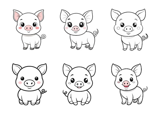 Cute Baby Piglet Coloring Book Page Simple and Clean Line Art for Kids Crisp Black Lines Sharp Cartoon Style Ideal for Childrens Drawing Books Black and White Design