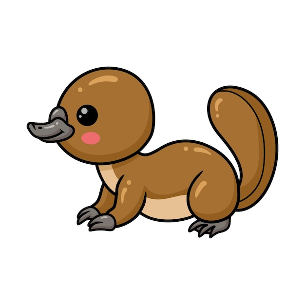 Cute baby platypus cartoon posing