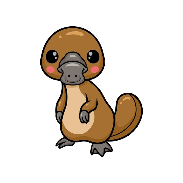 Cute baby platypus cartoon standing