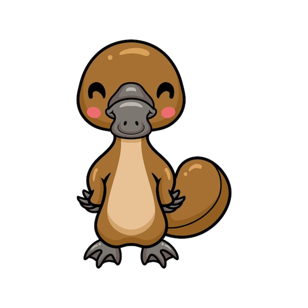 Cute baby platypus cartoon standing