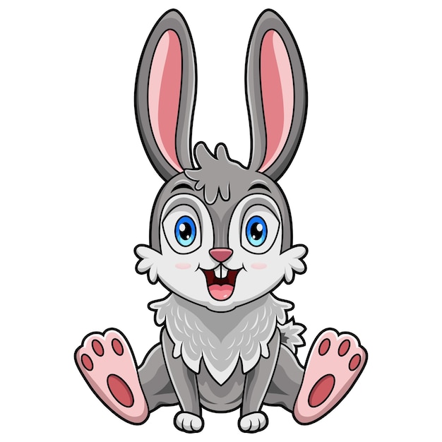 Cute baby rabbit cartoon sitting