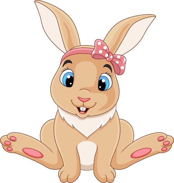 Cute baby rabbit cartoon sitting