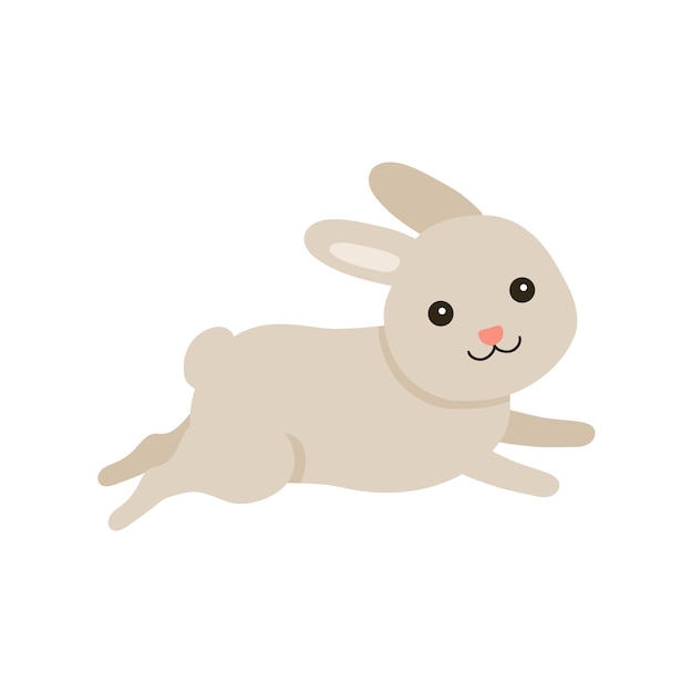 Cute baby rabbit or hare pet for Easter design Animal bunny in cartoon style Rabbit run jump