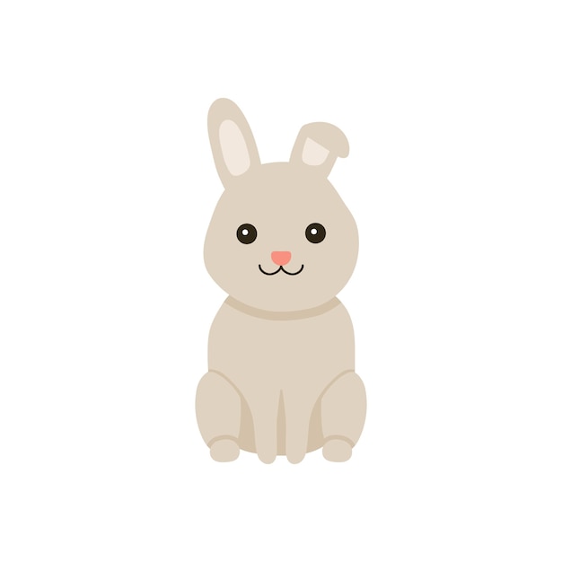 Cute baby rabbit or hare pet for Easter design Animal bunny in cartoon style Rabbit sit