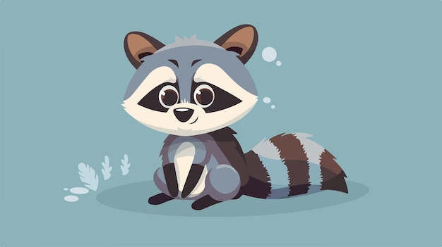 Cute Baby Raccoon Cartoon Illustration with Sly Expression