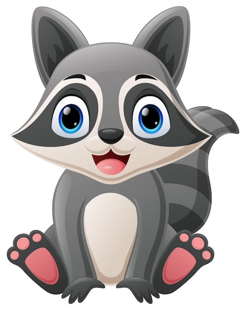 Cute baby raccoon cartoon sitting