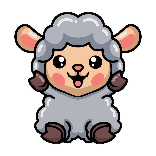 Cute baby sheep cartoon sitting