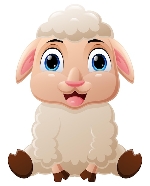 Cute baby sheep cartoon sitting