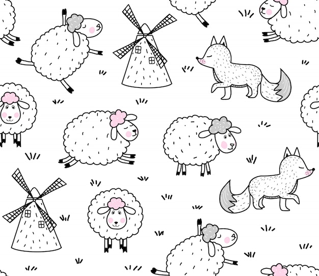 Cute baby sheep pattern