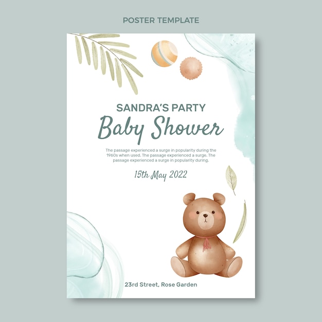 Cute baby shower design poster template