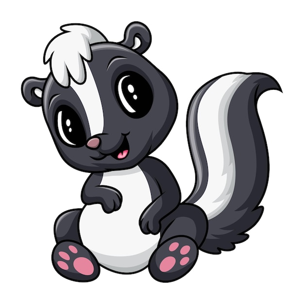 Vector cute baby skunk a sitting