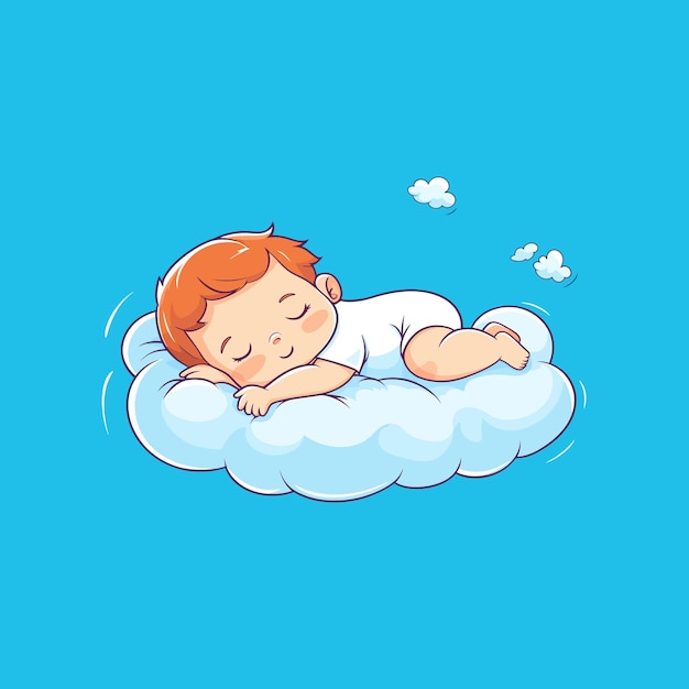 Cute Baby Sleeping On Cloud Pillow Cartoon Icon vector Illustration vector graphic illustration