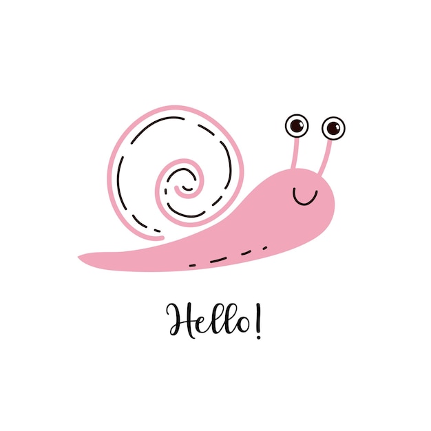 Cute baby snail print for kids textile or postcards Vector illustration