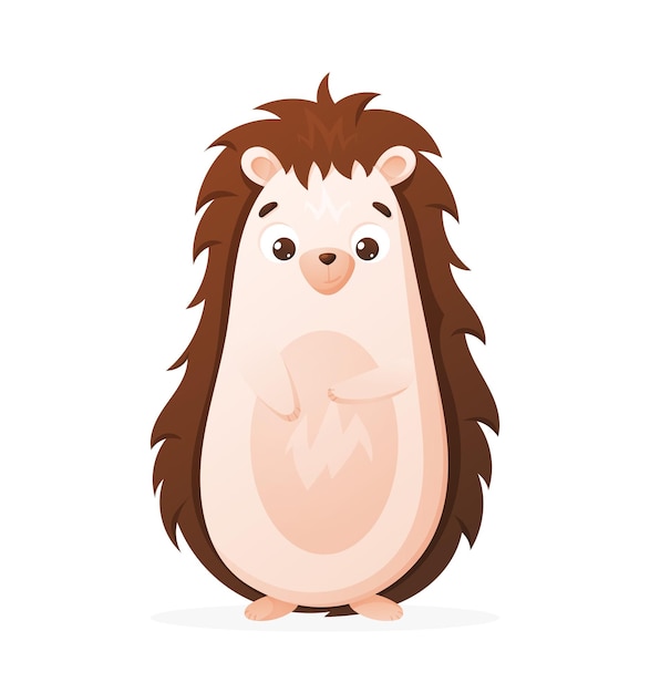 Cute baby standing hedgehog vector isolated cartoon illustration of a forest animal