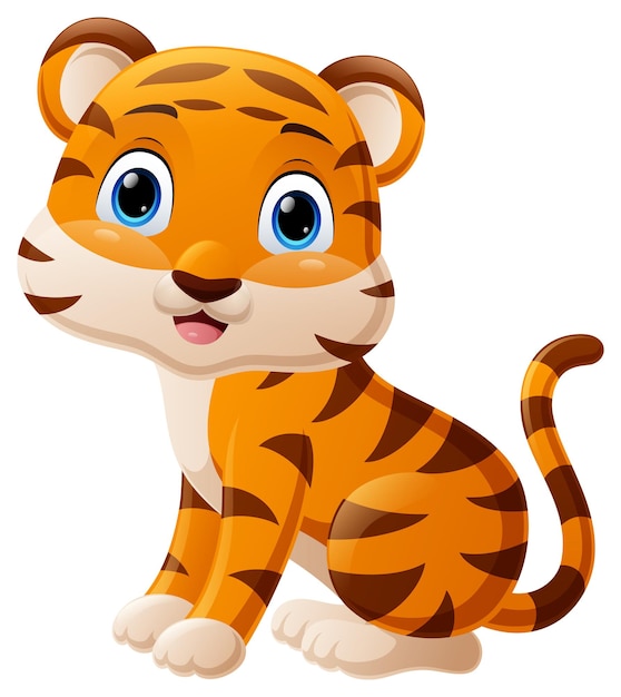 Cute baby tiger cartoon posing